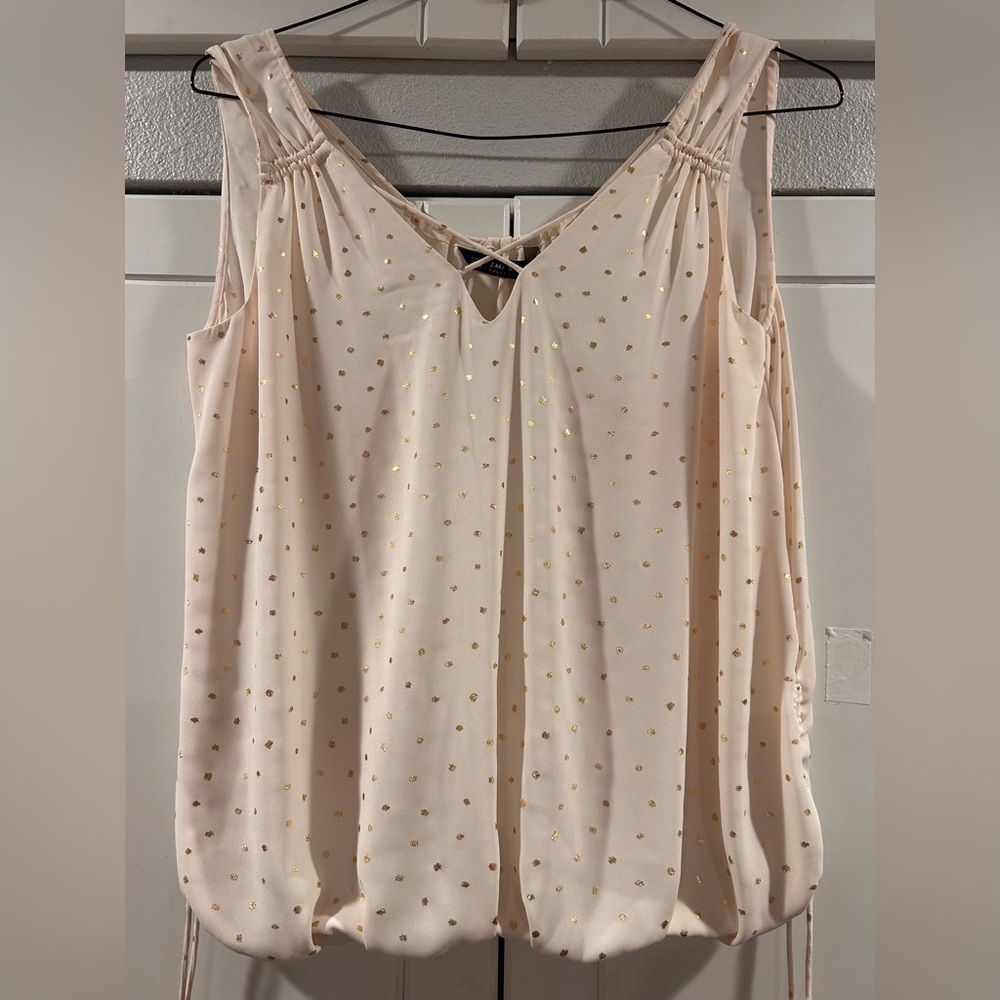 Zara Cream Blouse with Gold Accents